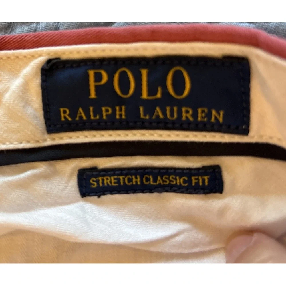 Polo Ralph Lauren Men's 34x30 (29) Stretch Classic Fit Pants Pink Chino Khaki
